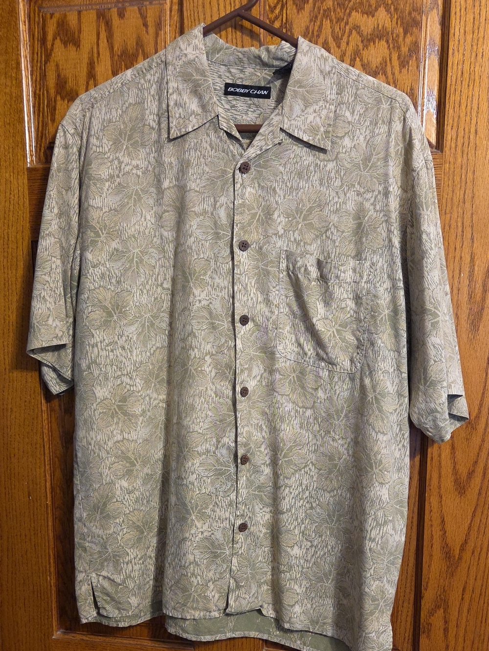 Olive Floral Short-Sleeve Button-Down Shirt